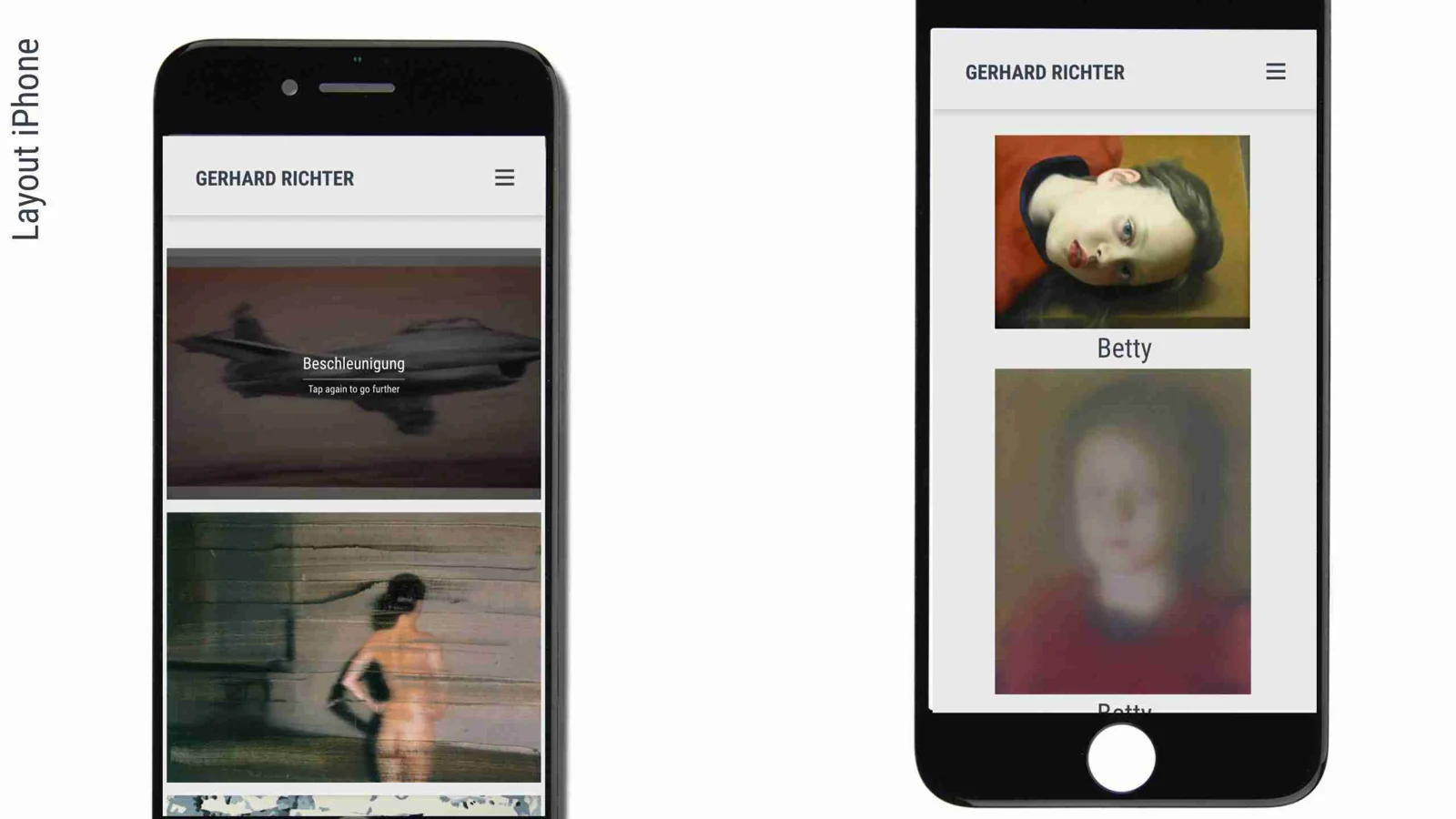 The responsive layout on the smartphone.