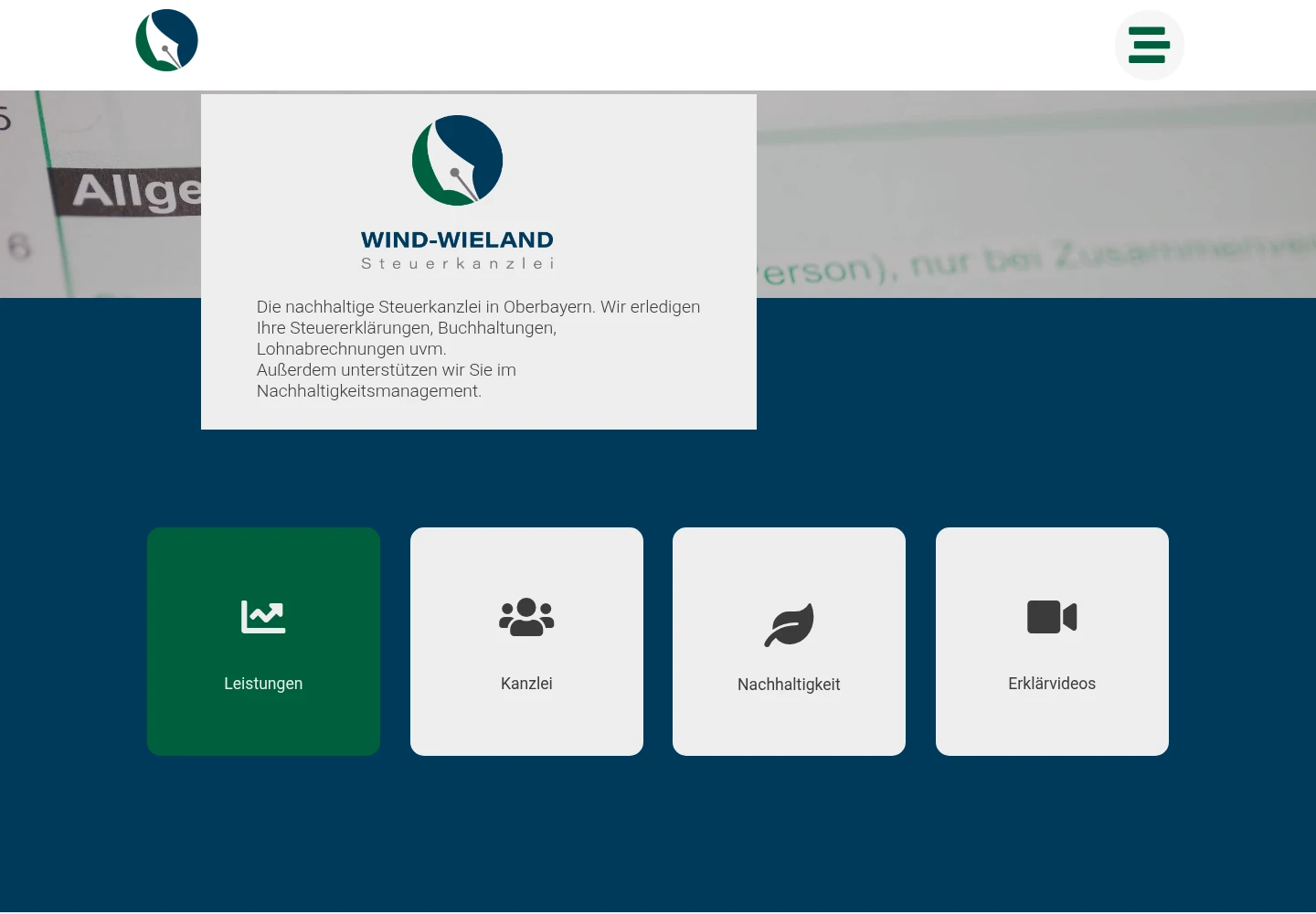 Wind-Wieland – Desktopansicht der Website